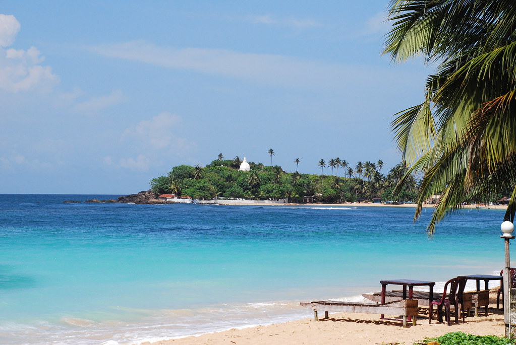 Unawatuna Beach with the temple point